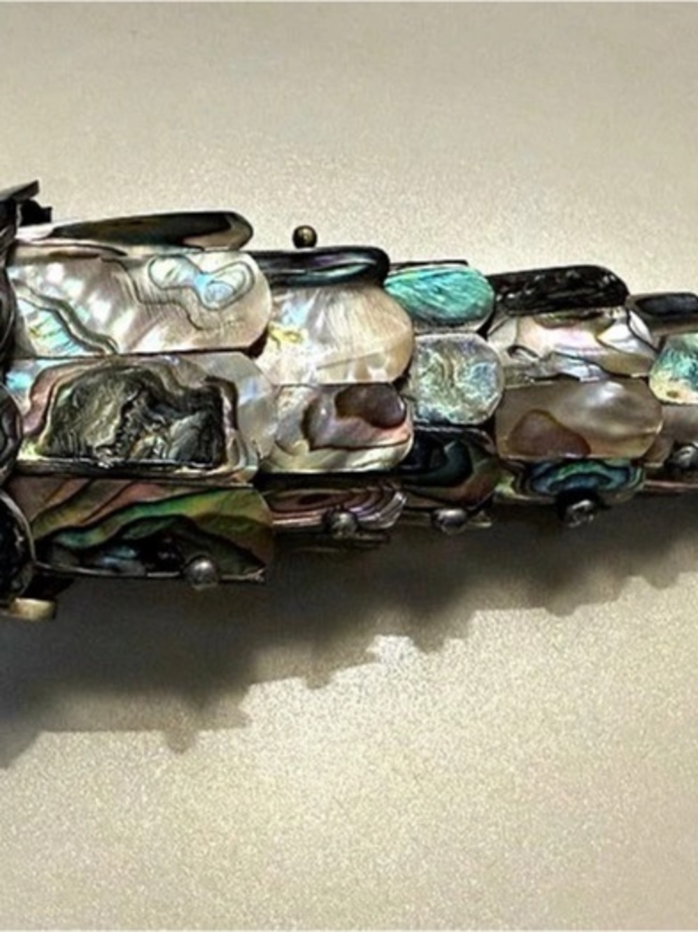 Vintage Mexican Articulated Abalone Fish Bottle Opener Multicolor